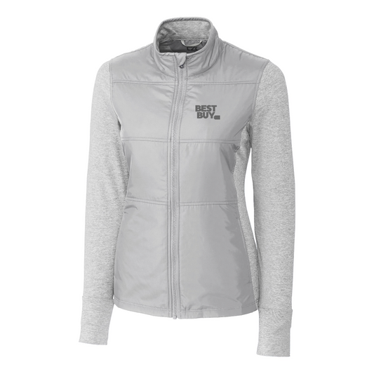 Veste coupe-vent matelassée hybride Cutter & Buck Stealth pour femme avec fermeture éclair intégrale