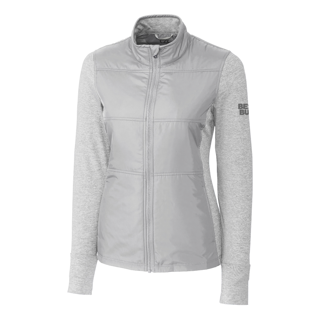 Veste coupe-vent matelassée hybride Cutter & Buck Stealth pour femme avec fermeture éclair intégrale
