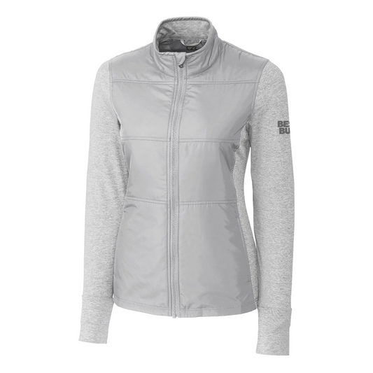 Veste coupe-vent matelassée hybride Cutter & Buck Stealth pour femme avec fermeture éclair intégrale