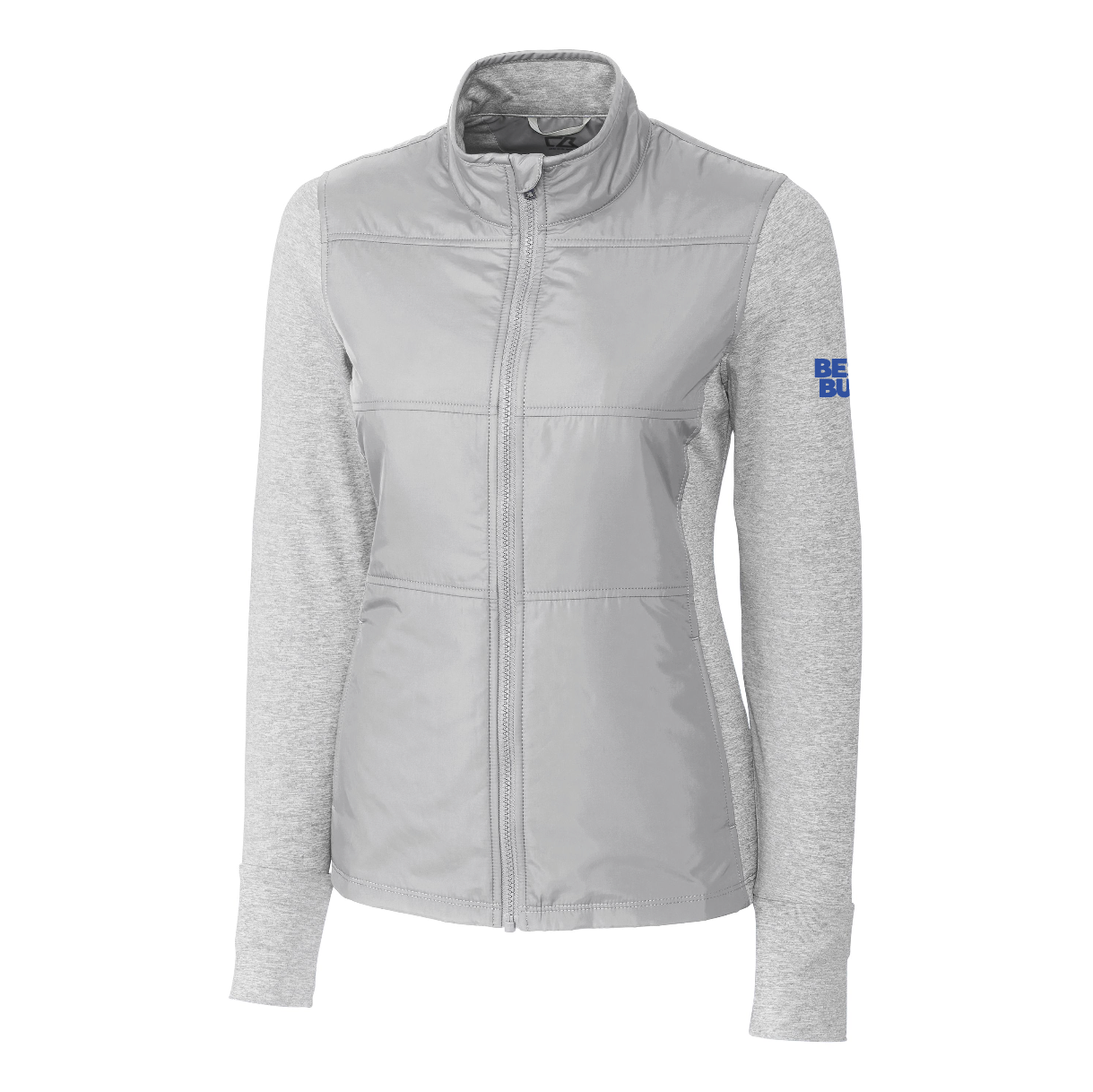 Veste coupe-vent matelassée hybride Cutter & Buck Stealth pour femme avec fermeture éclair intégrale