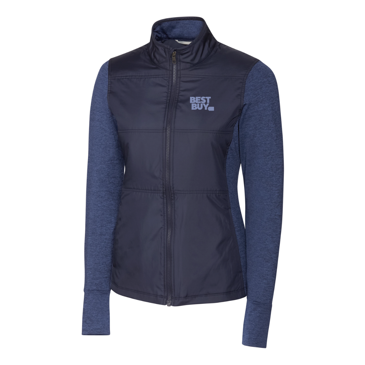 Veste coupe-vent matelassée hybride Cutter & Buck Stealth pour femme avec fermeture éclair intégrale