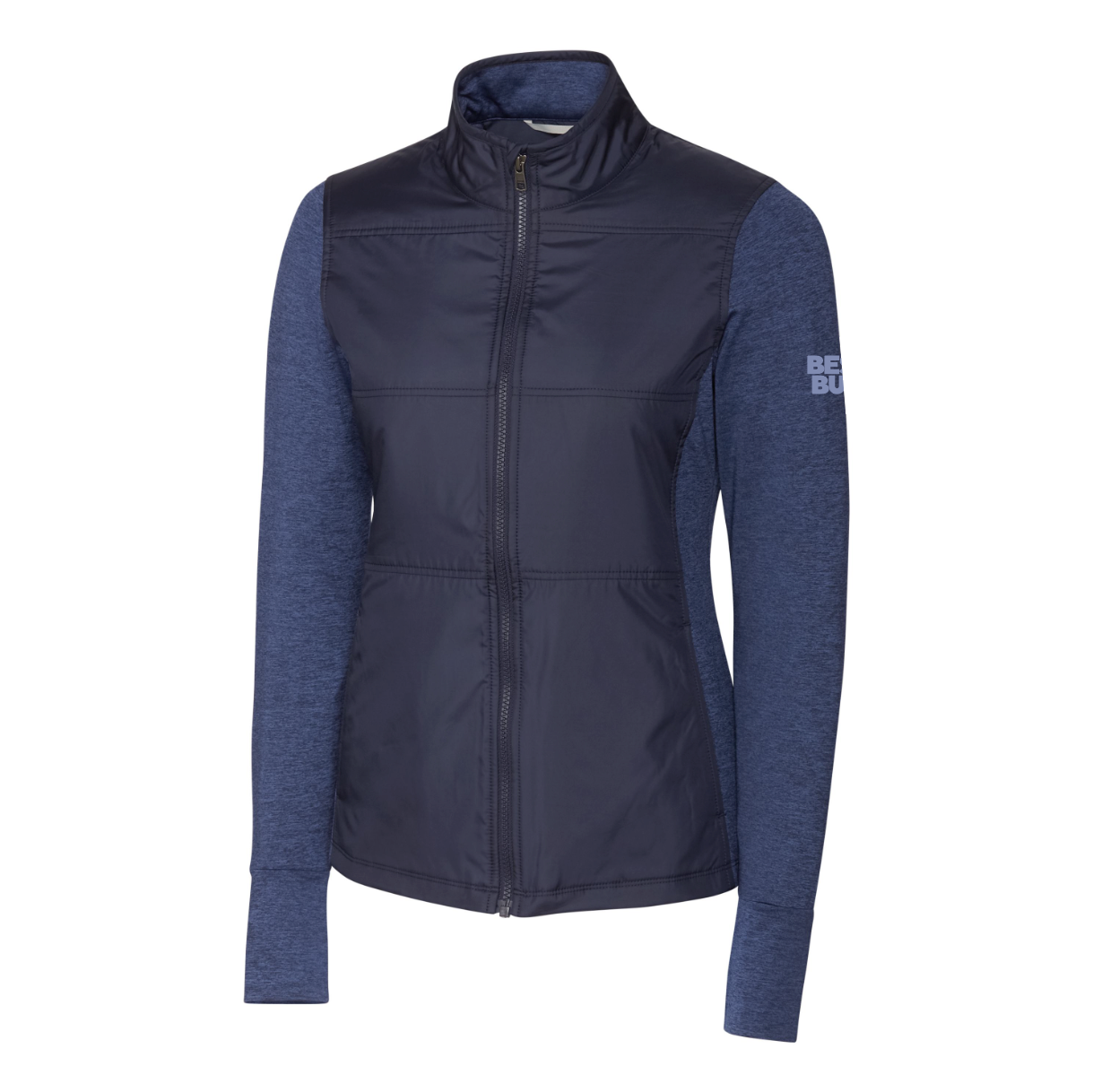 Veste coupe-vent matelassée hybride Cutter & Buck Stealth pour femme avec fermeture éclair intégrale