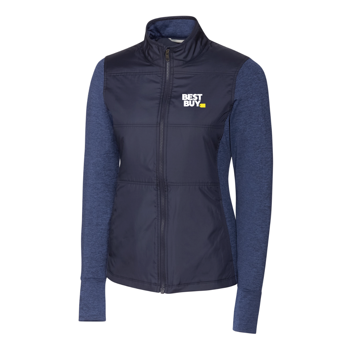 Veste coupe-vent matelassée hybride Cutter & Buck Stealth pour femme avec fermeture éclair intégrale