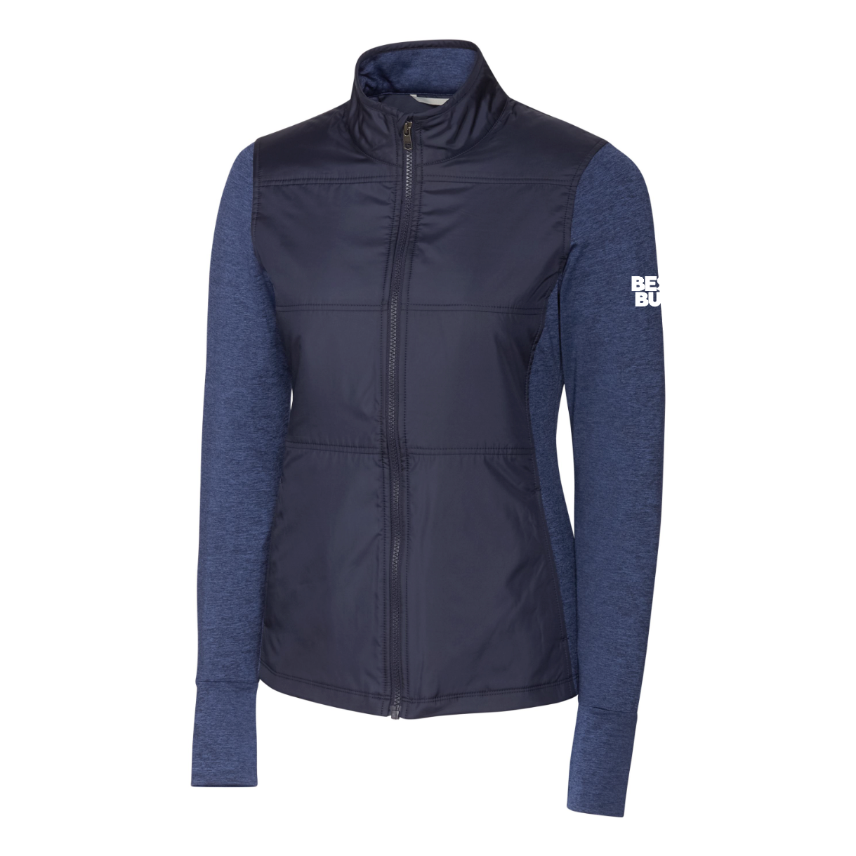 Veste coupe-vent matelassée hybride Cutter & Buck Stealth pour femme avec fermeture éclair intégrale