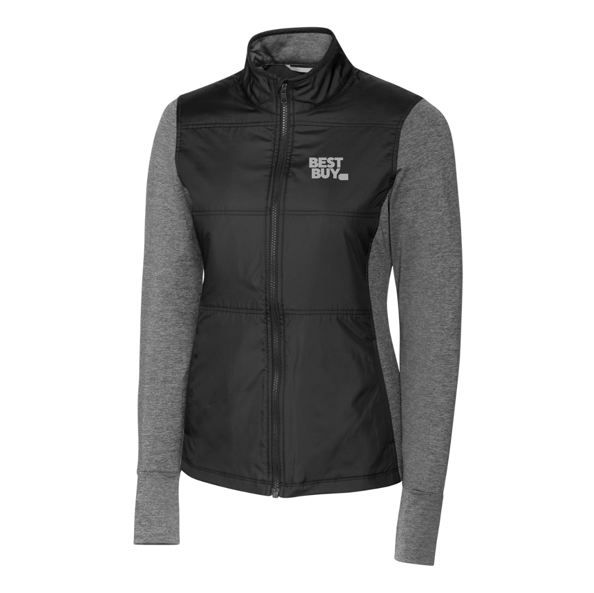 Veste coupe-vent matelassée hybride Cutter & Buck Stealth pour femme avec fermeture éclair intégrale