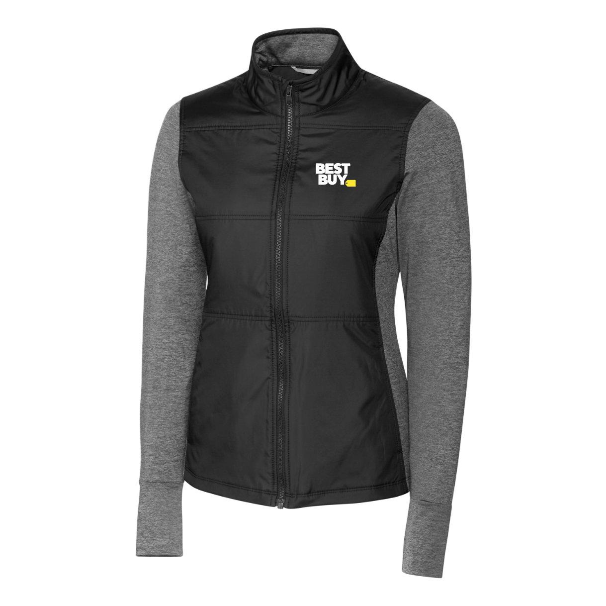 Veste coupe-vent matelassée hybride Cutter & Buck Stealth pour femme avec fermeture éclair intégrale