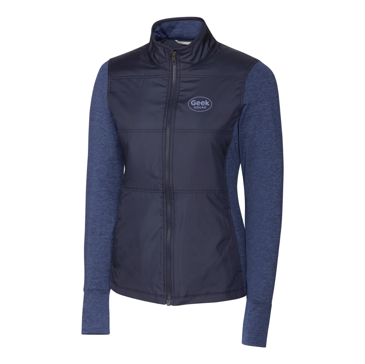 Veste coupe-vent matelassée hybride Cutter & Buck Stealth pour femme avec fermeture éclair intégrale