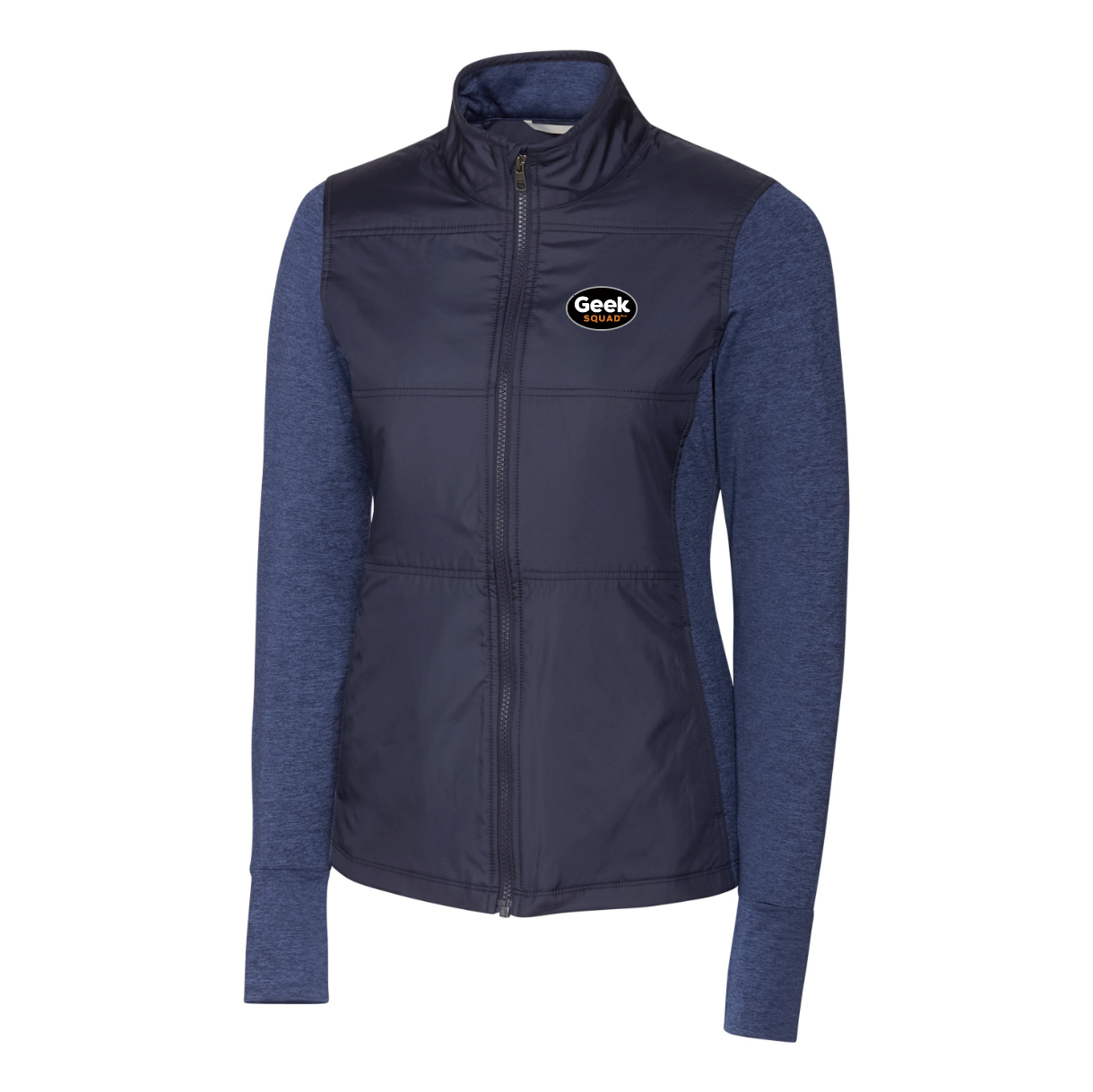 Veste coupe-vent matelassée hybride Cutter & Buck Stealth pour femme avec fermeture éclair intégrale