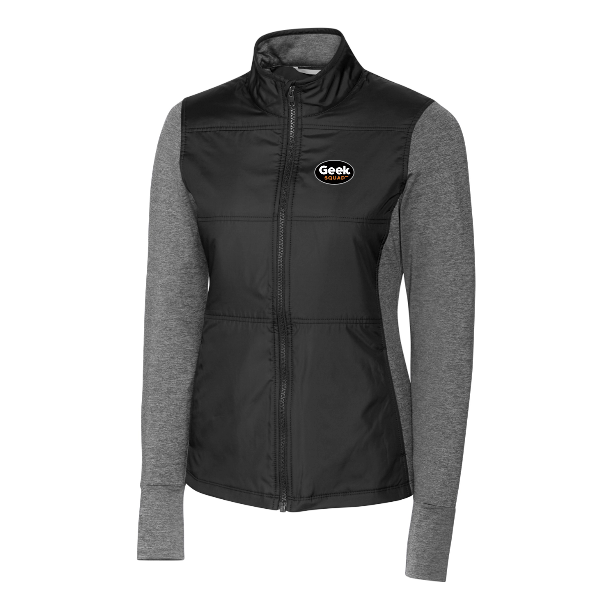 Veste coupe-vent matelassée hybride Cutter & Buck Stealth pour femme avec fermeture éclair intégrale