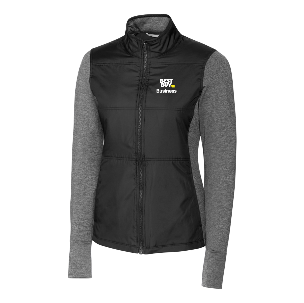 Veste coupe-vent matelassée hybride Cutter & Buck Stealth pour femme avec fermeture éclair intégrale